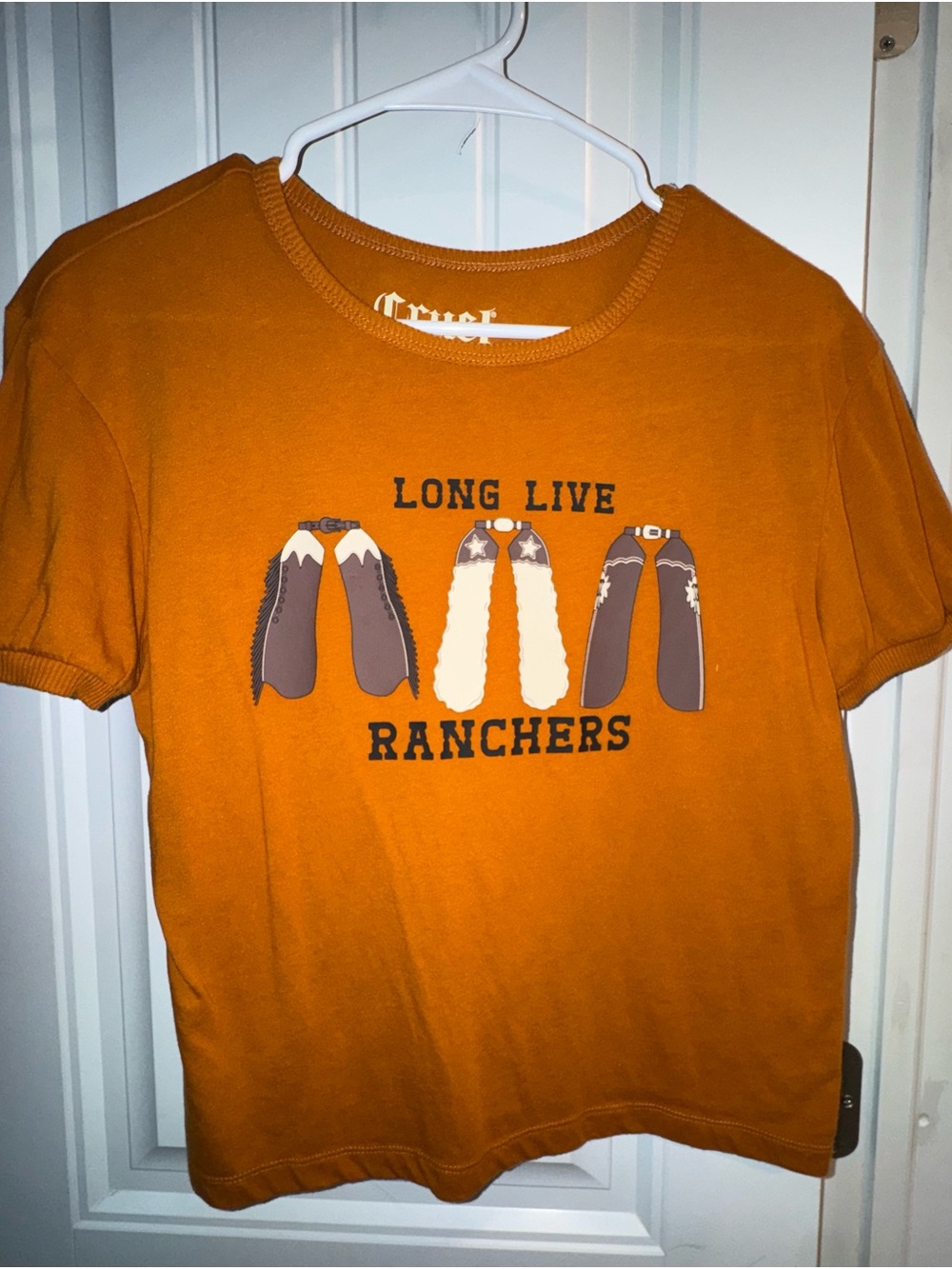 Cruel Girl Orange 'Long Live Ranchers' Graphic Crop Top